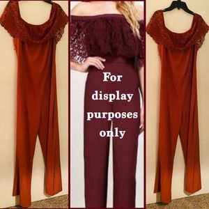 1X- NEW! Off the shoulder Rust Color Jumpsuit